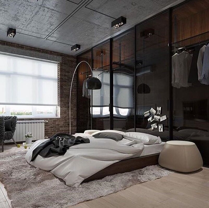 A bedroom for a man in a modern style