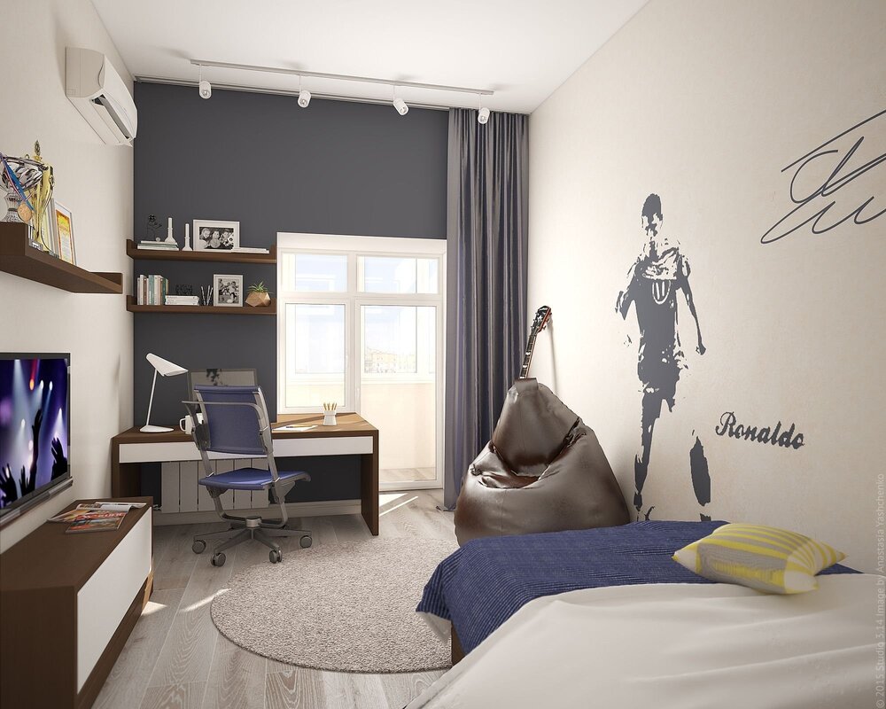 A bedroom for a teenager in a modern style