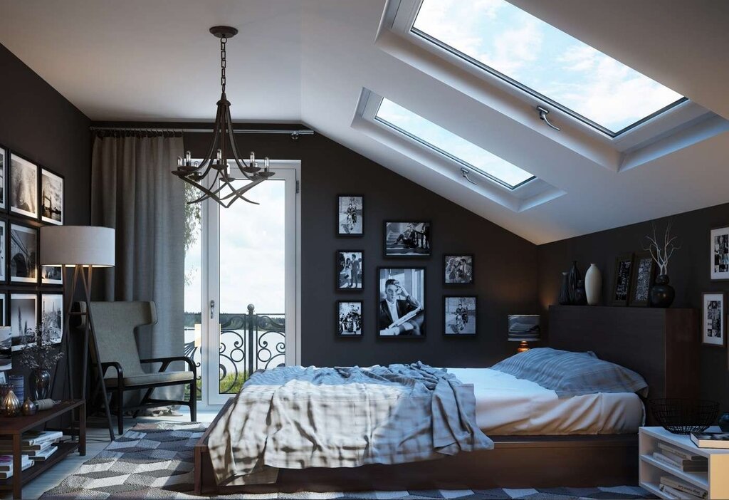 Bedroom under the ceiling