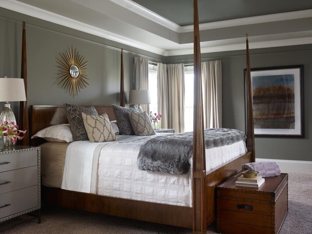 Bedroom with a wooden bed