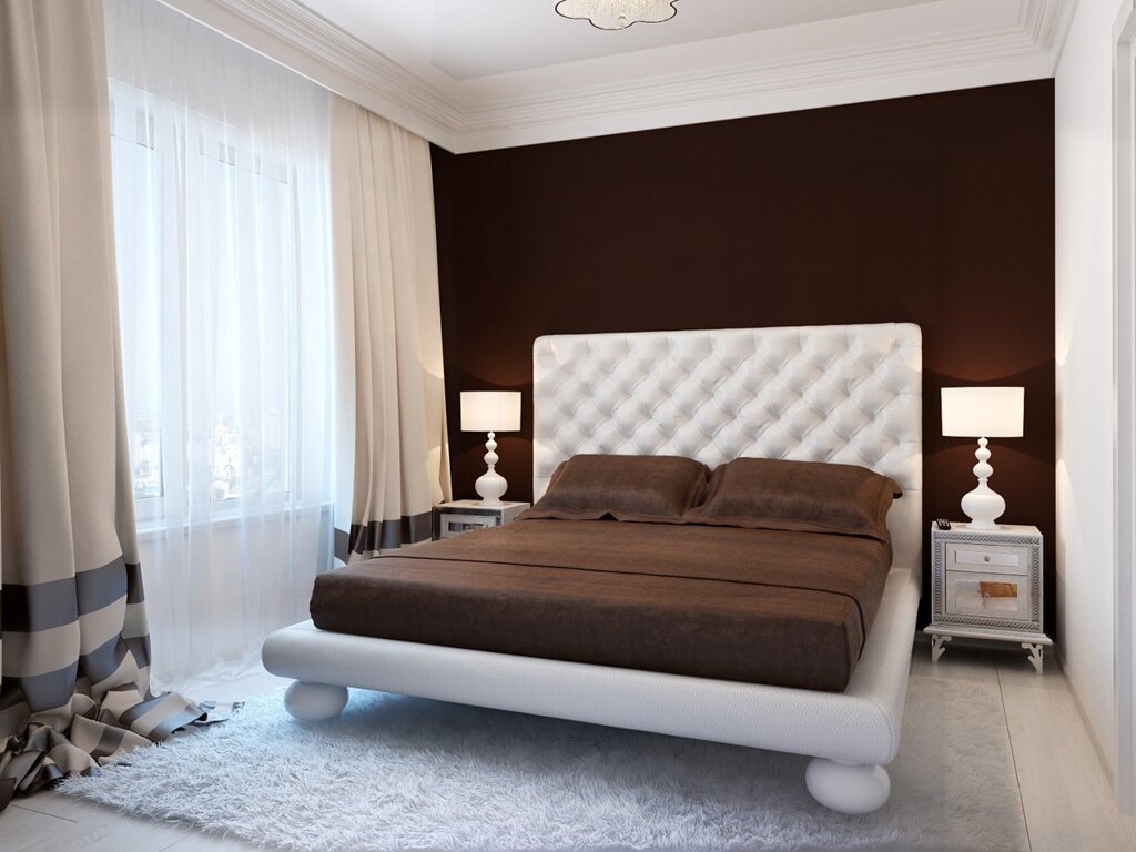 Bedroom with brown furniture