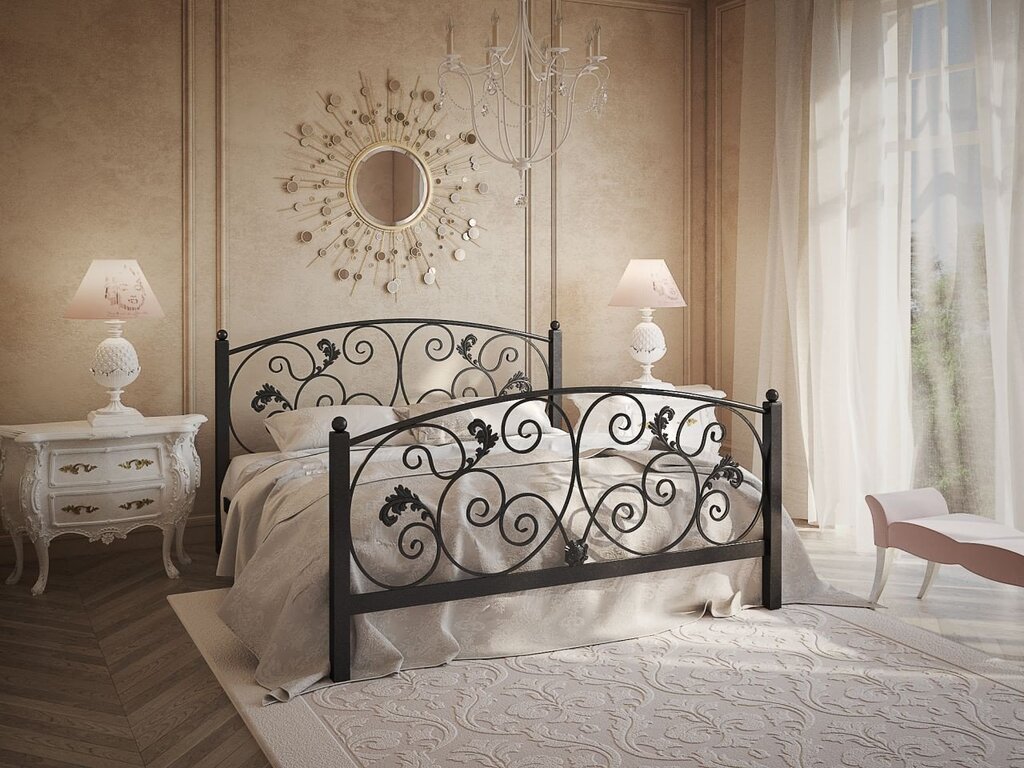 Bedroom with a wrought iron bed 39 фото