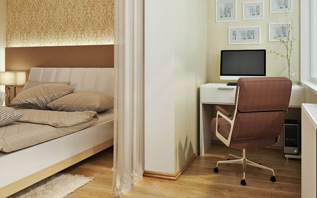 A bedroom combined with an office