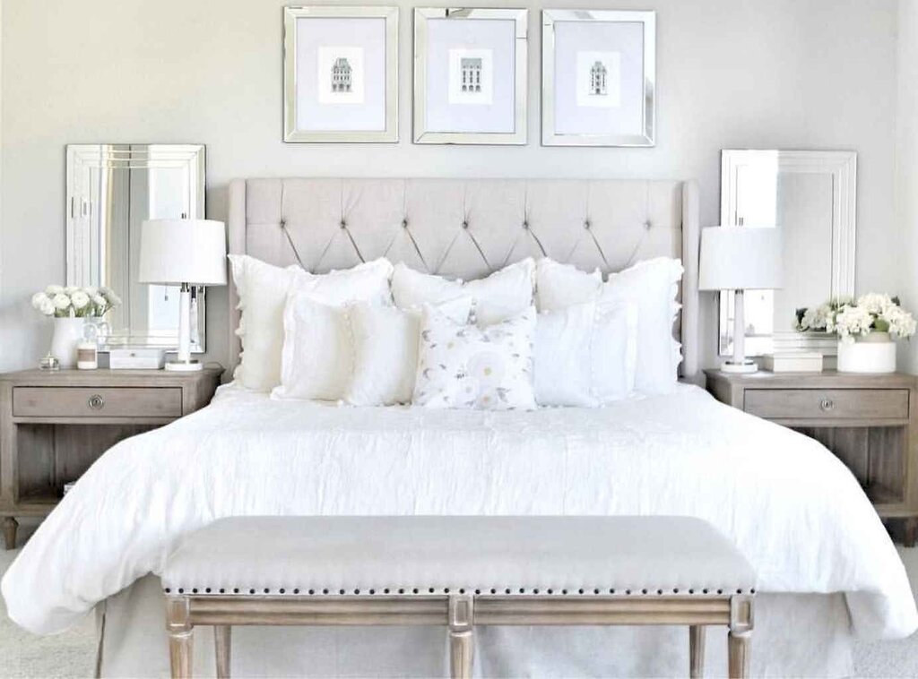 A bedroom in white tones