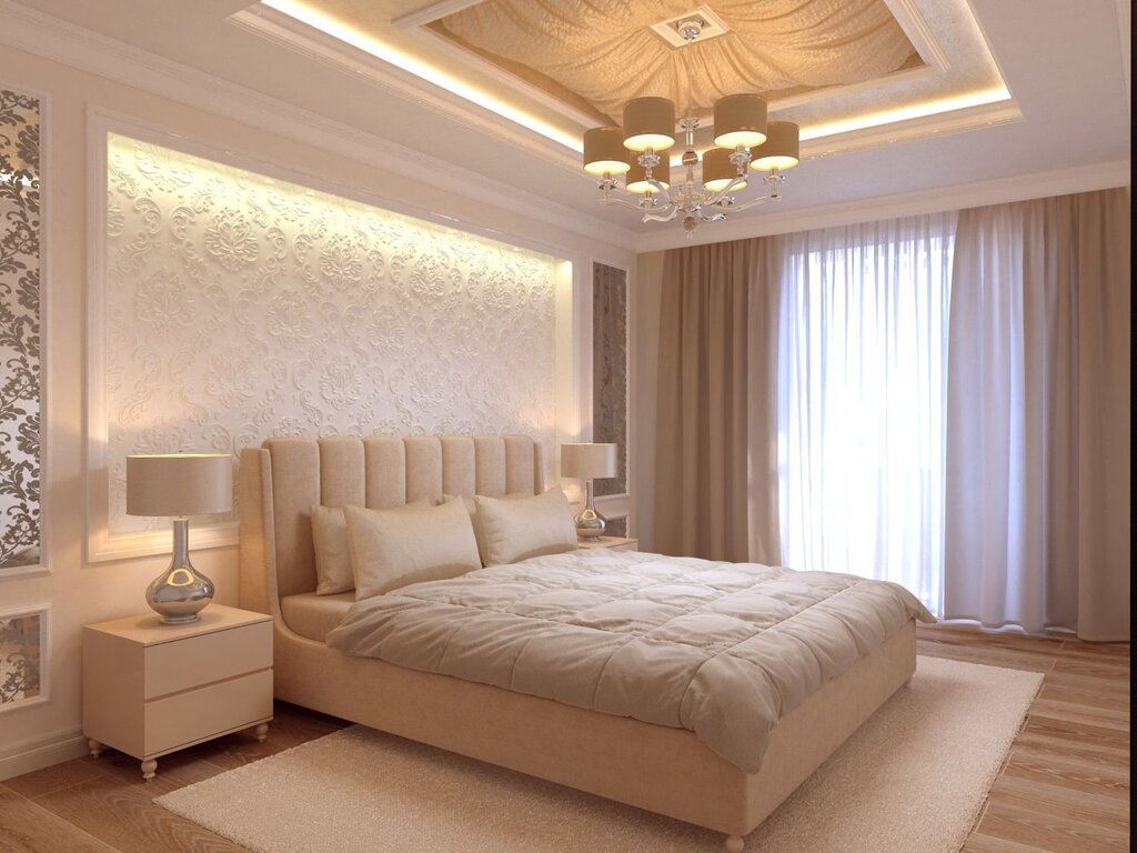 Bedroom in beige color