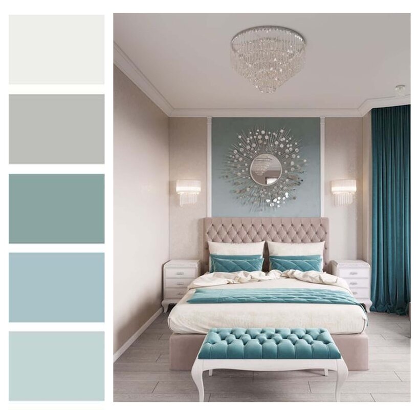 The bedroom in turquoise style