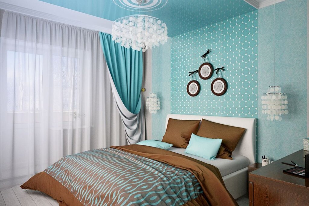 Bedroom in turquoise color 29 фото