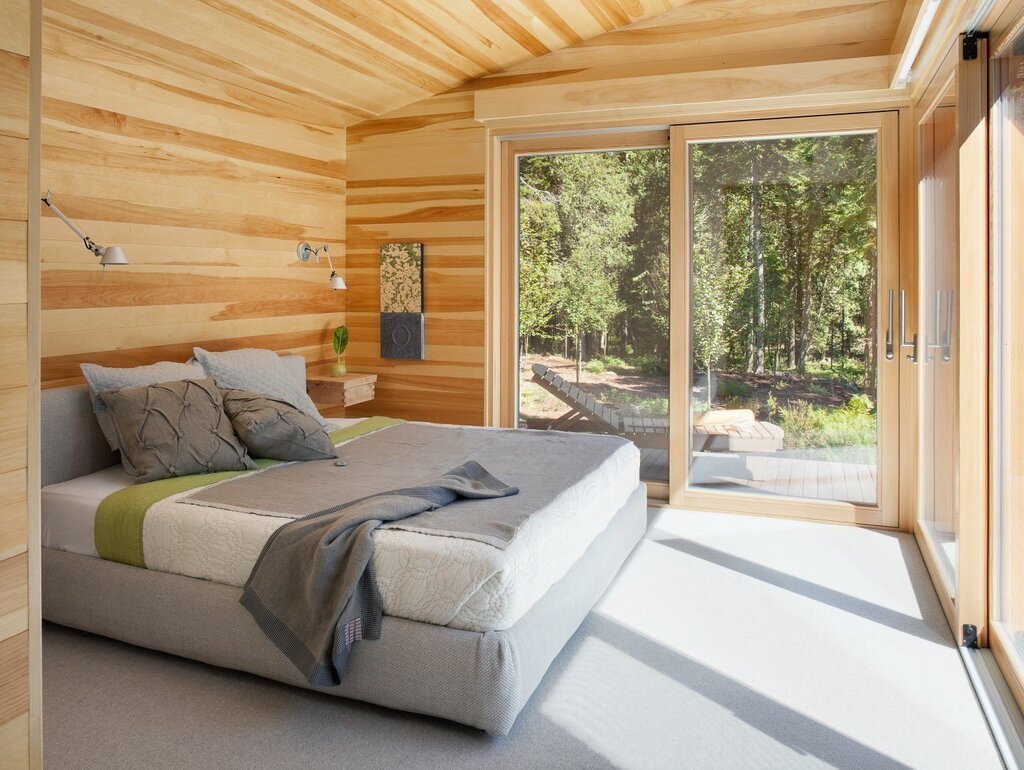 Bedroom in a log house