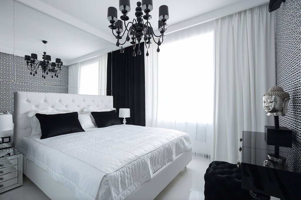 A bedroom in black style