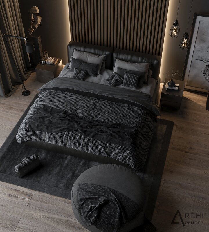 Bedroom in black color