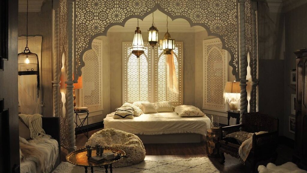 A bedroom in Moroccan style