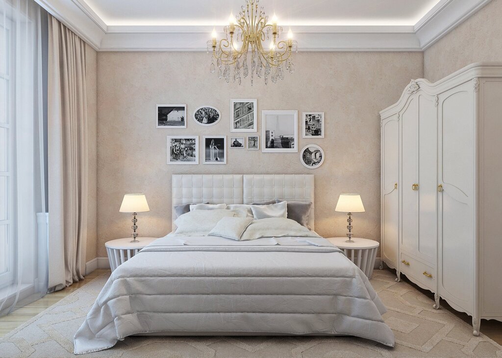 A bedroom in a modern classic style