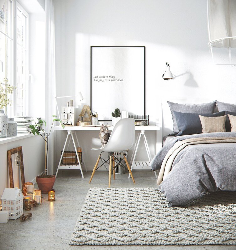 Bedroom in hygge style