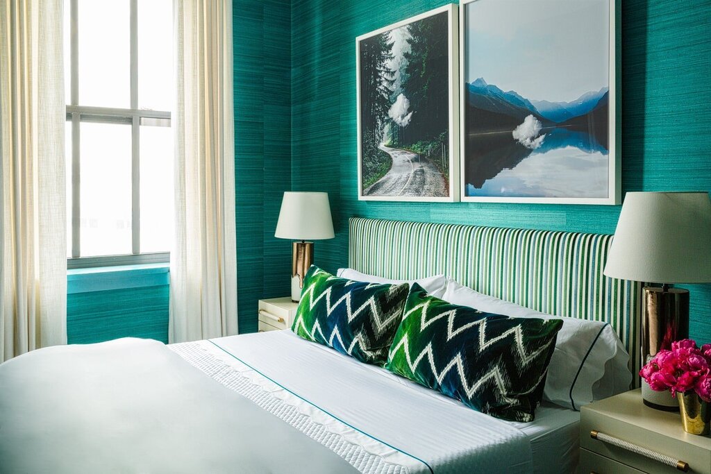 Bedroom in sea wave color 28 фото