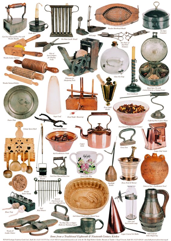 Antique dishes and kitchen items