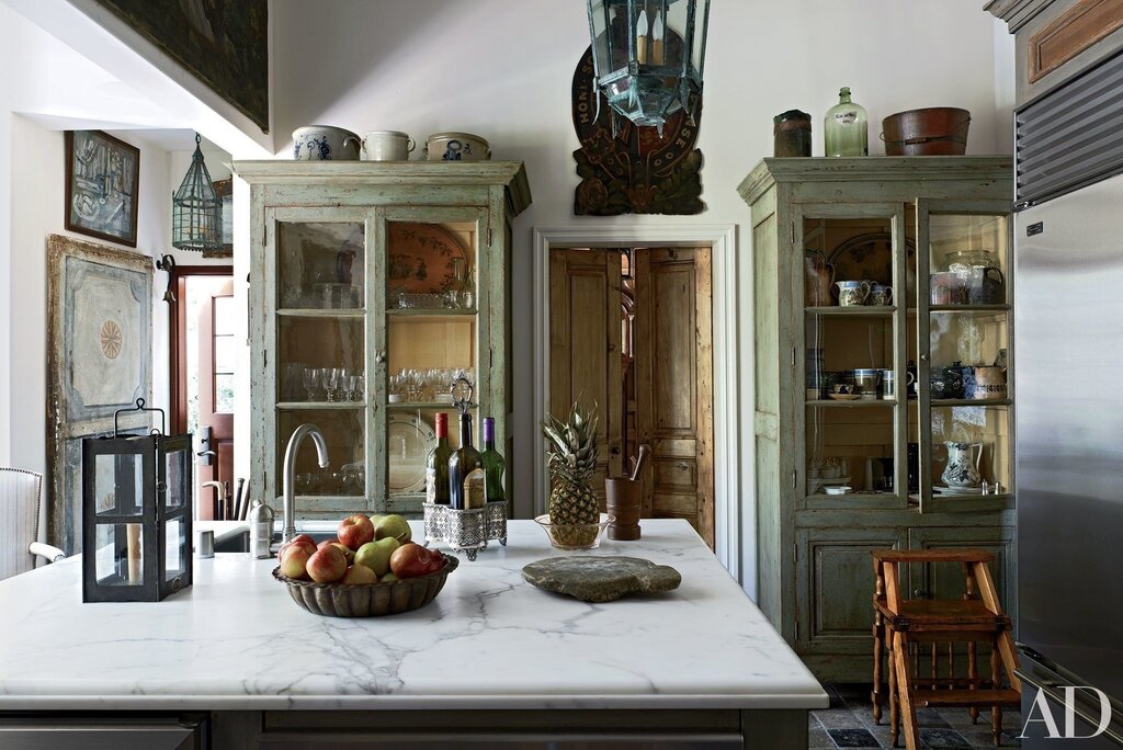 An antique sideboard in the kitchen interior