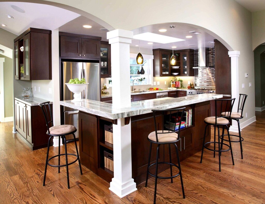 Glass bar counter for the kitchen