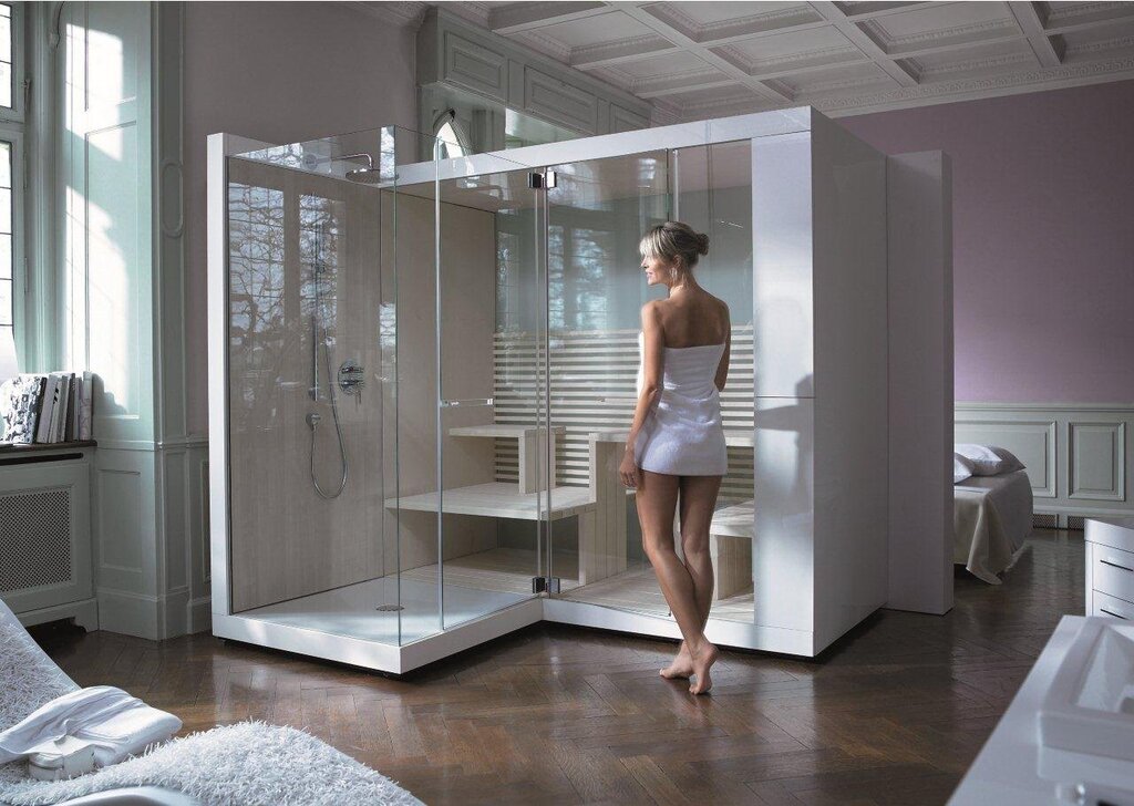 Glass partition in the shower