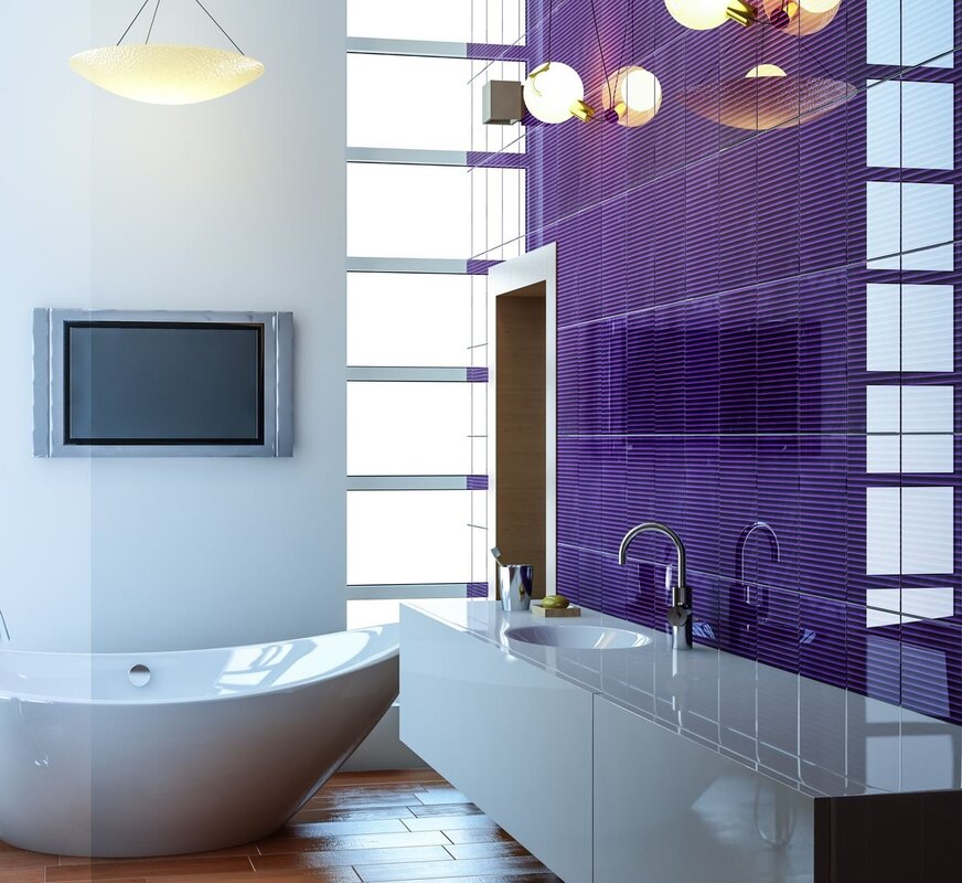 Glass panels for bathroom walls