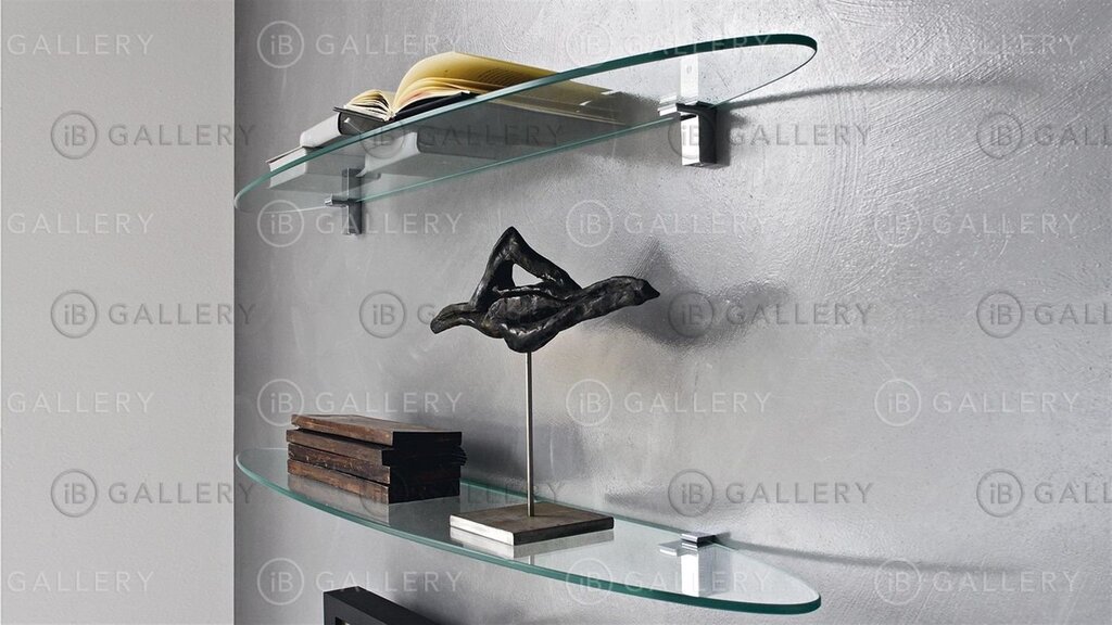 Glass shelves in the bathroom