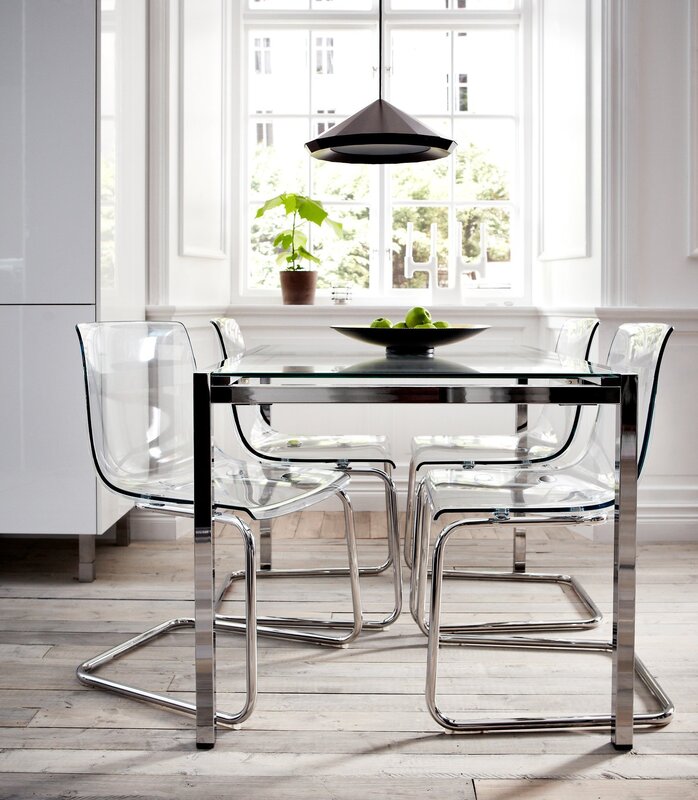 Glass chairs for the kitchen