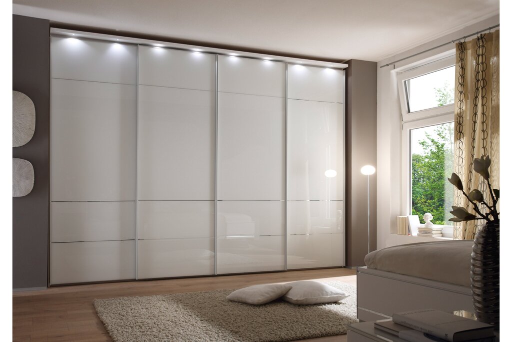 Glass sliding wardrobe for the bedroom