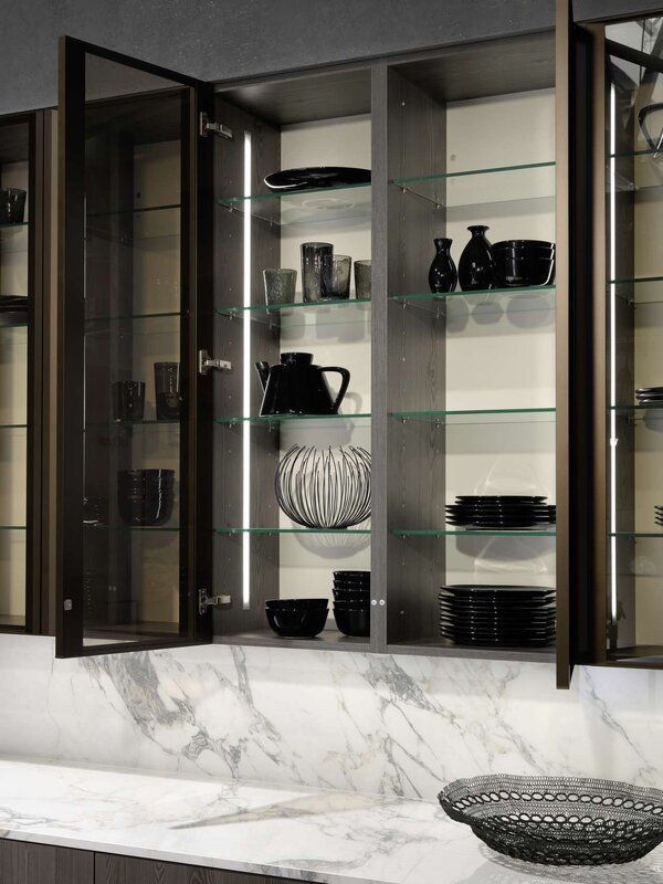 Glass cabinet with lighting