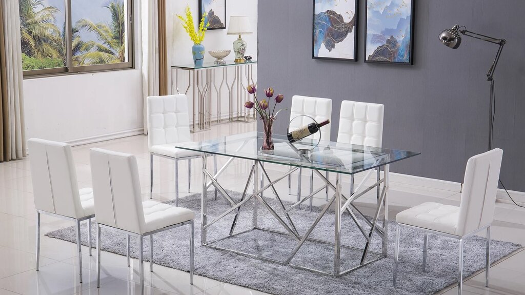 Glass table in the living room interior