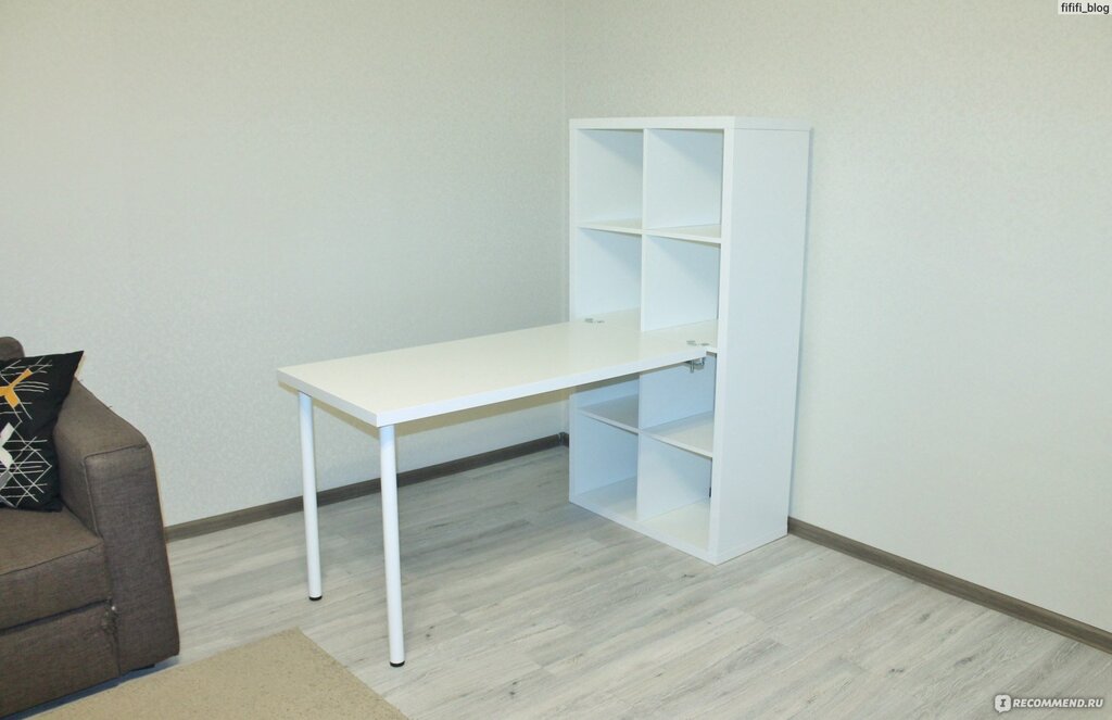 IKEA Kallax shelf with desk