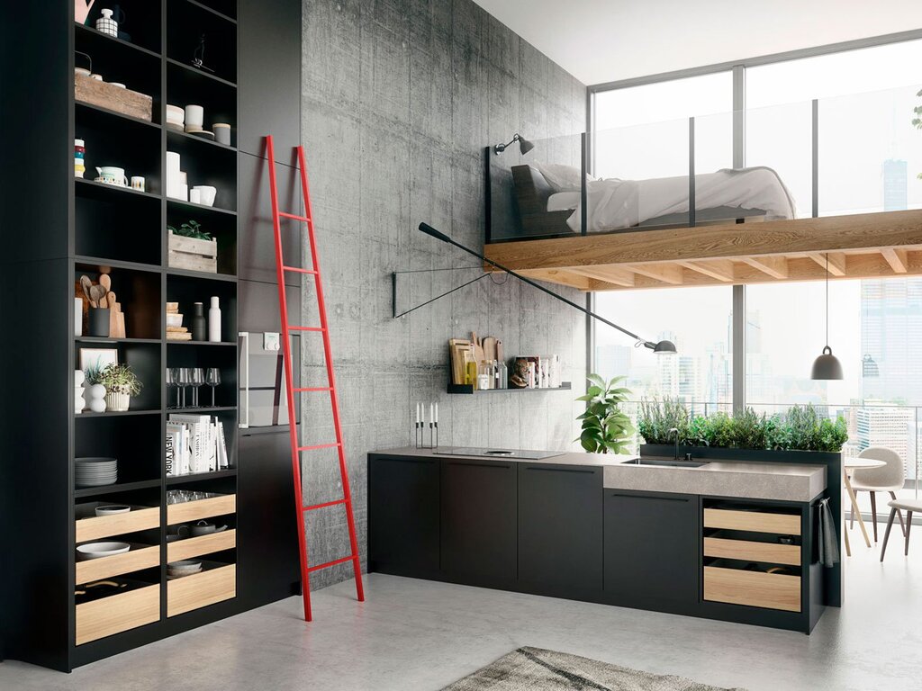 Kitchen shelving in loft style 31 фото