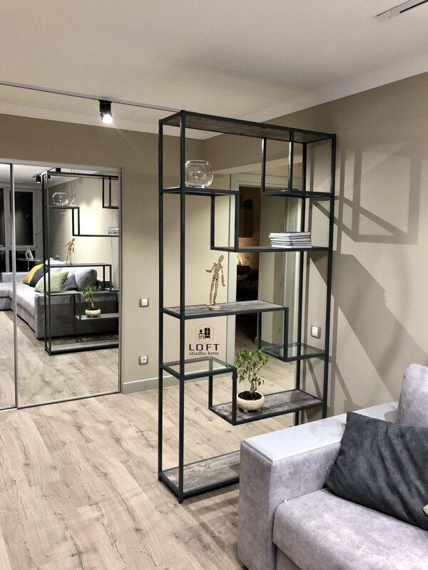 Loft partition shelving