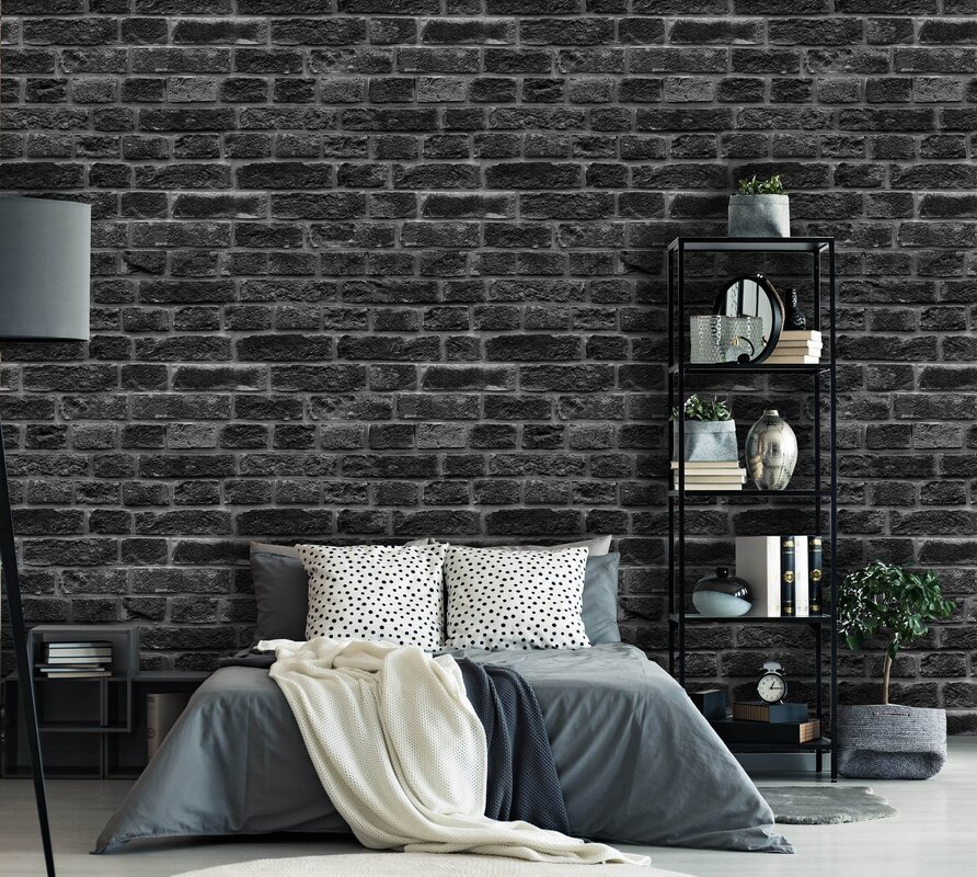 A wall of gray brick in the interior