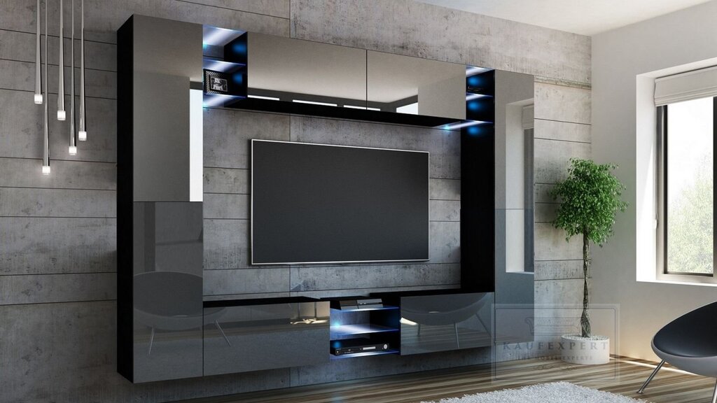 High-tech wall unit for the living room