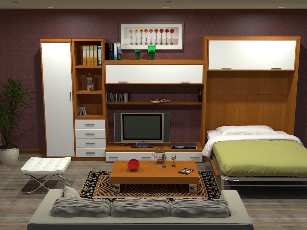 A wall unit with a bed for the bedroom