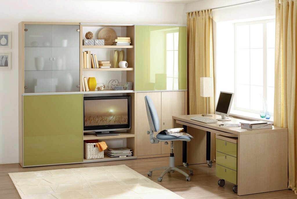 Wall unit with a desk for a schoolchild