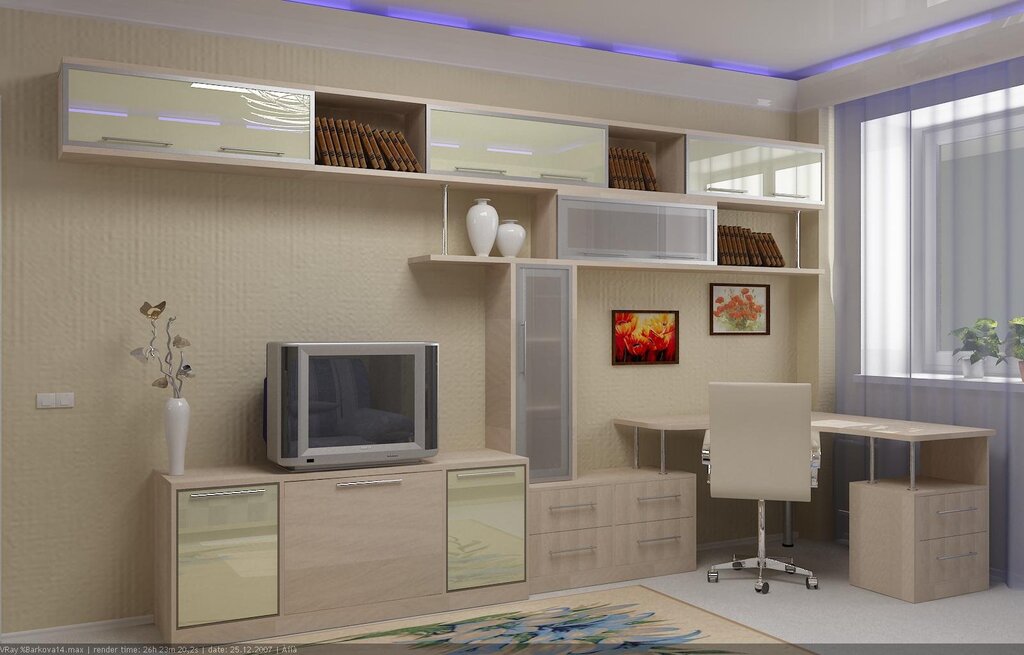 A wall unit with a computer desk for the room 54 фото