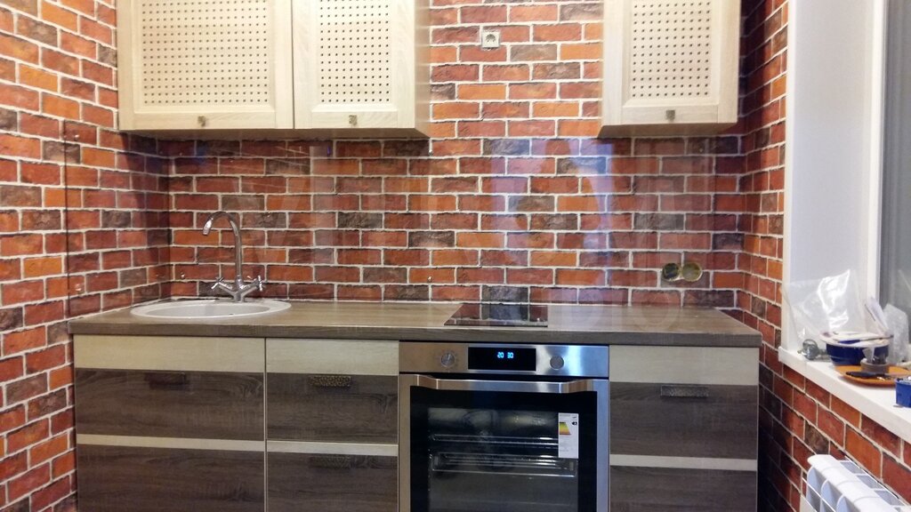 Wall panels for the kitchen that look like brick