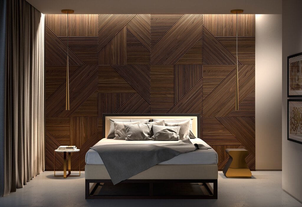 Wood wall panels in the interior