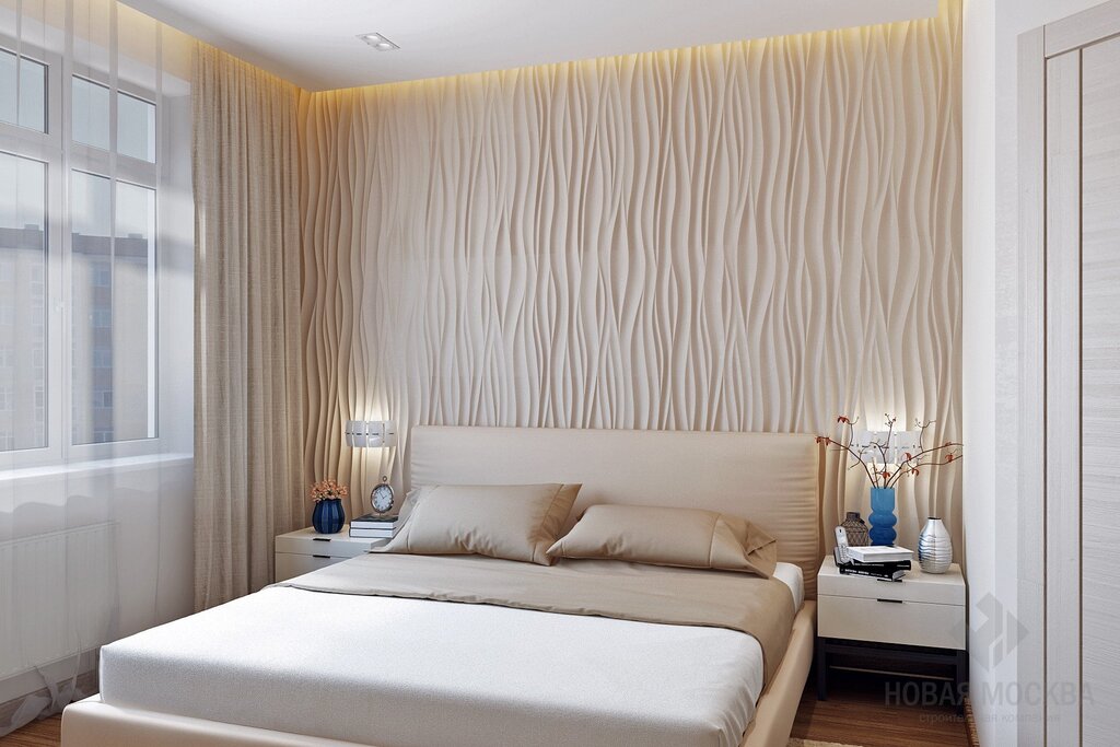 Wall panels in the bedroom above the bed