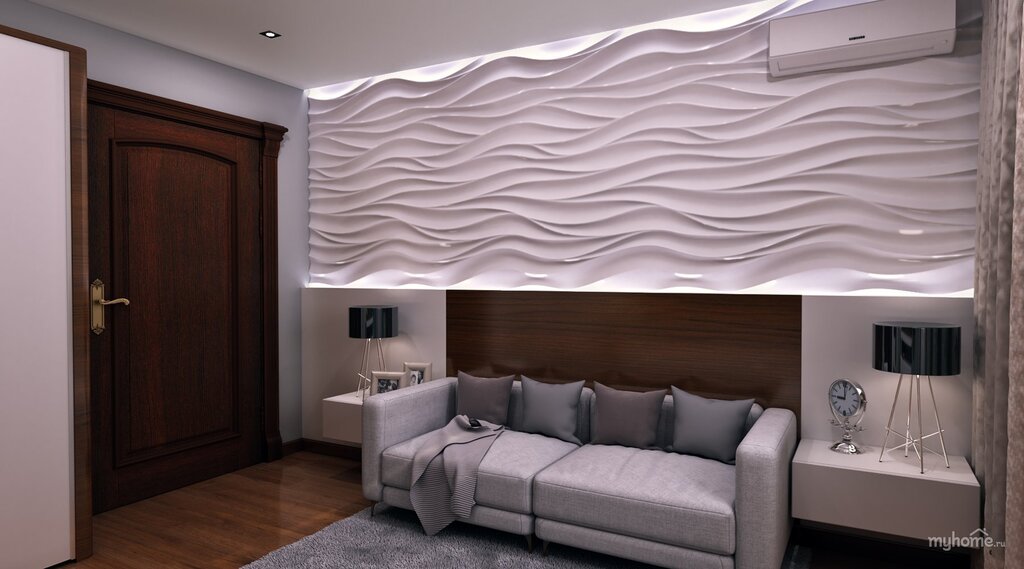 Wave wall panels in the interior