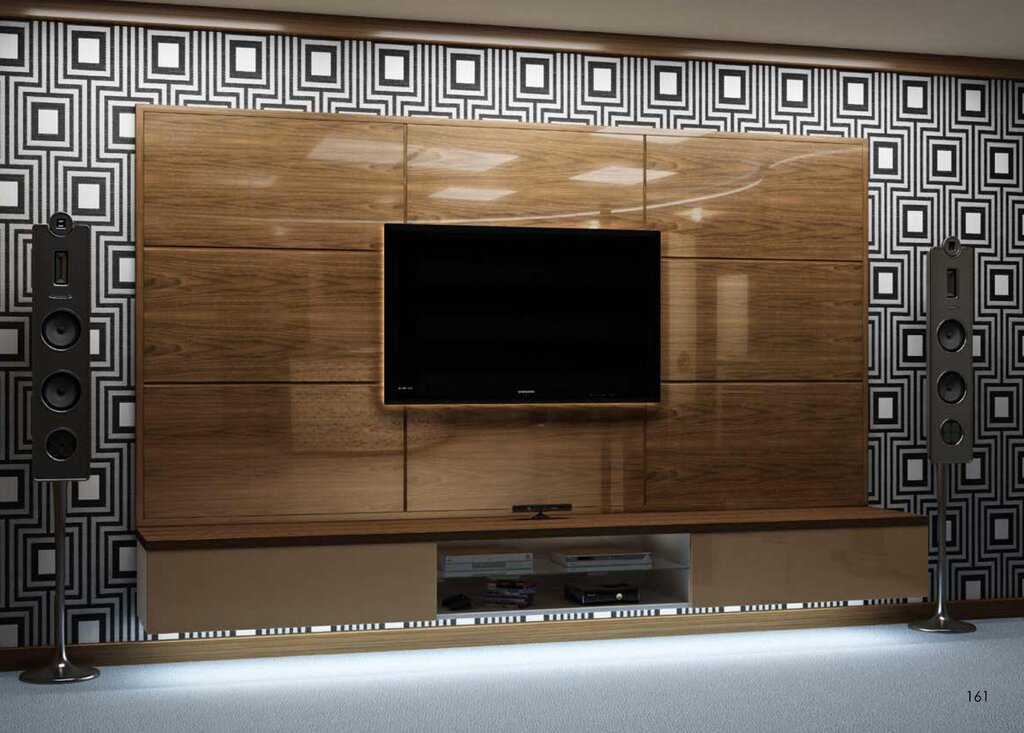 Wall panels behind the TV