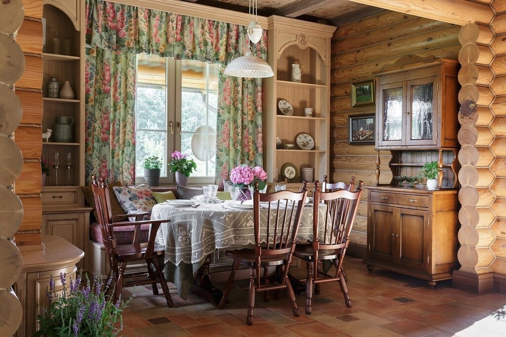 Country style in a wooden house