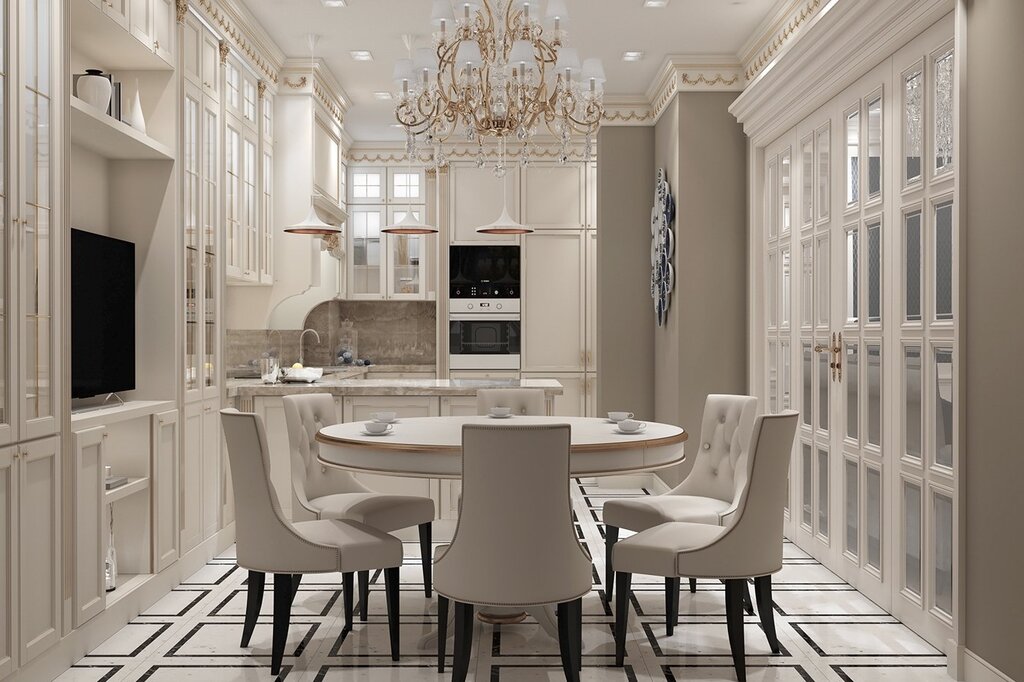 Neoclassical style in kitchen interior