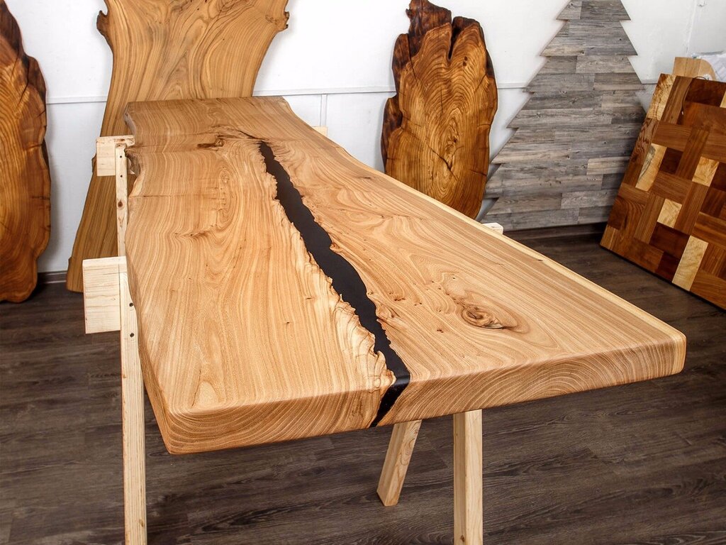 A table made from an oak slab