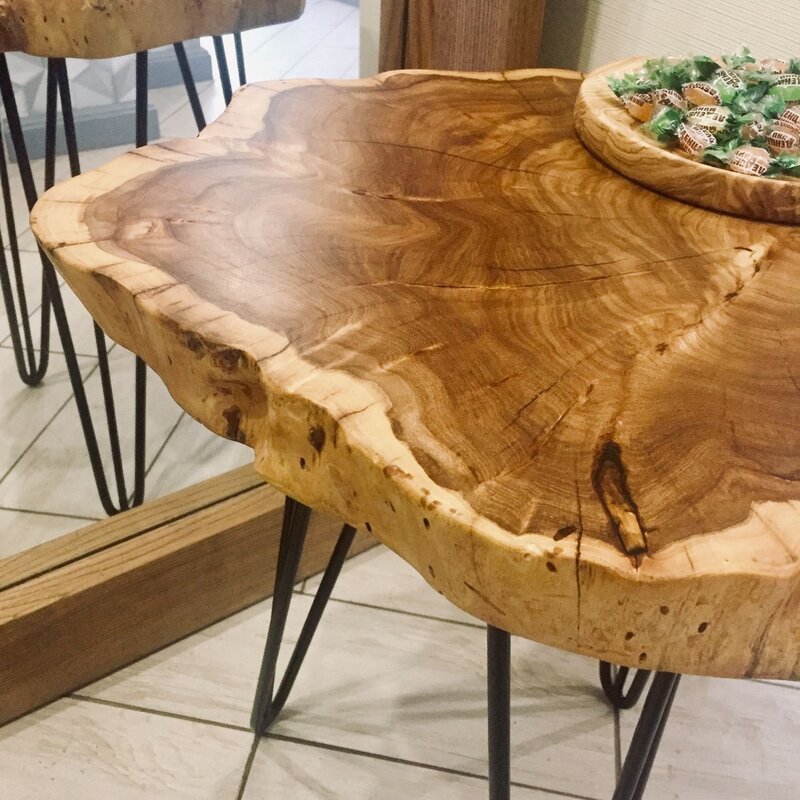 Table made of a tree slab