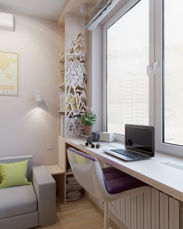 Table by the window with a balcony