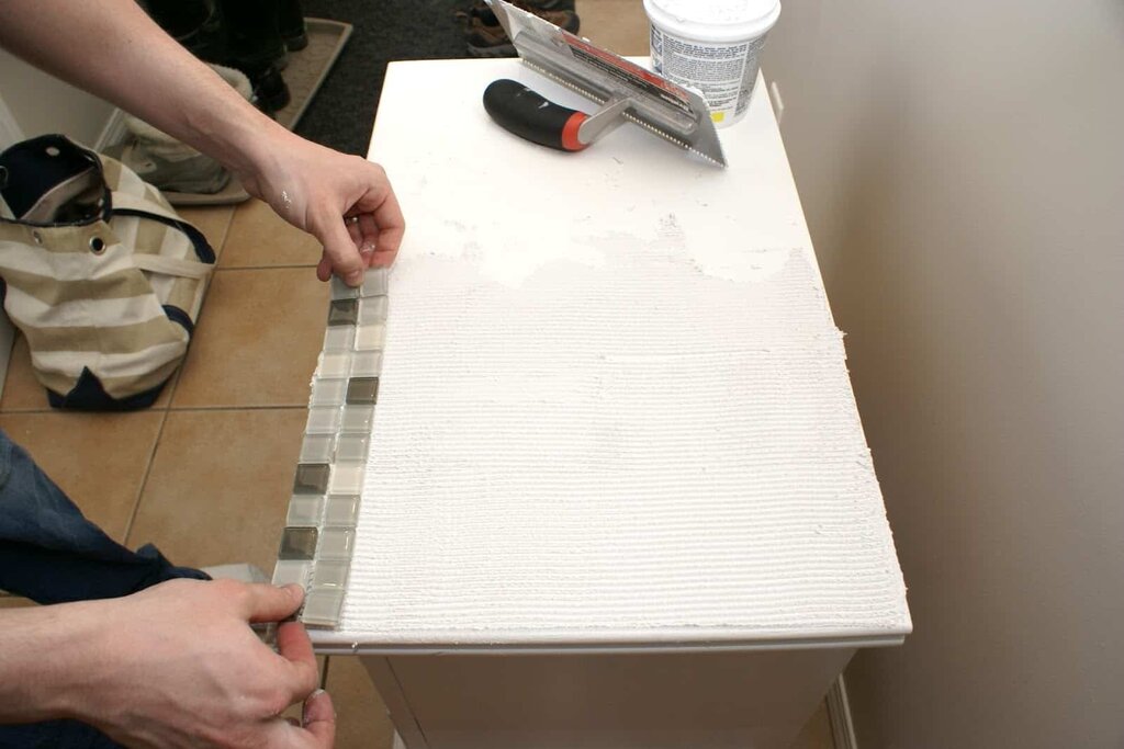 Countertop made of ceramic tiles