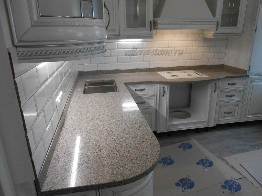 Gray granite cedar countertop