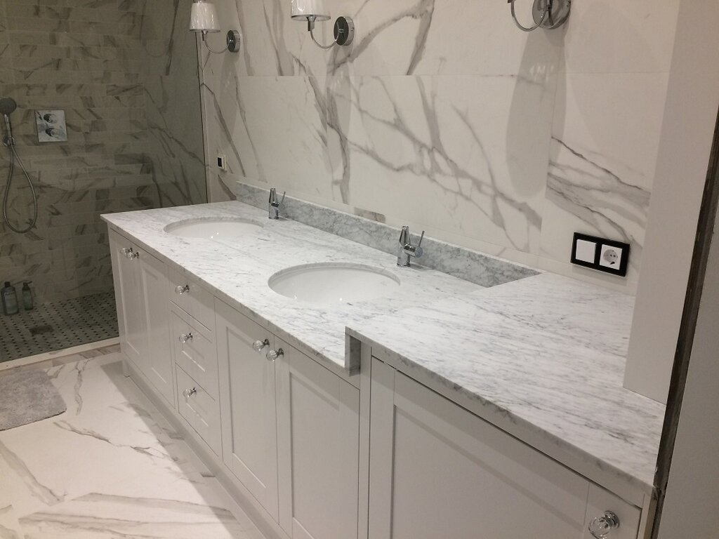 Carrara white marble countertop