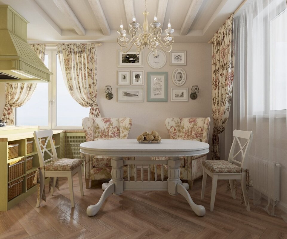 A dining room in the Provence style